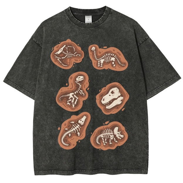 Dinosaur Fossil Excavation Washed T-Shirt