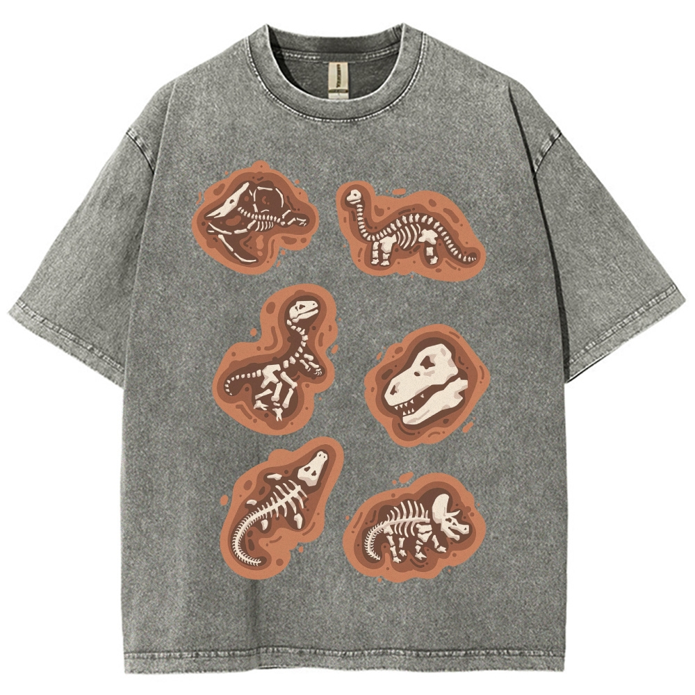 Dinosaur Fossil Excavation Washed T-Shirt