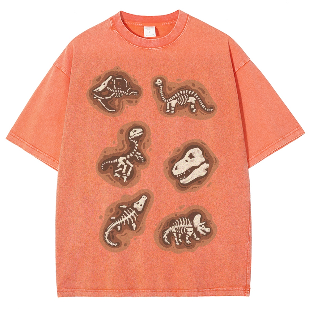 Dinosaur Fossil Excavation Washed T-Shirt