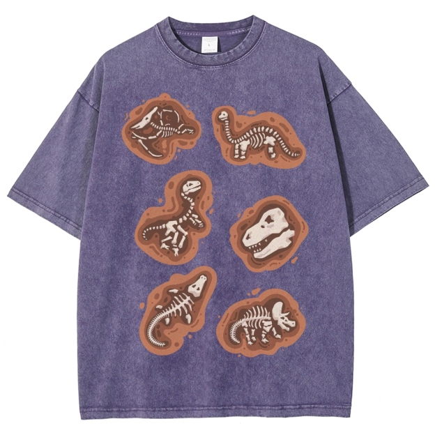 Dinosaur Fossil Excavation Washed T-Shirt