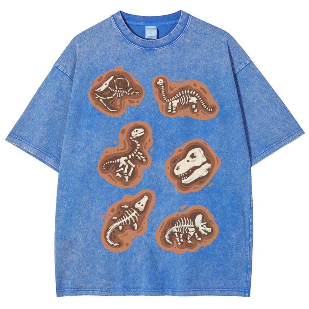 Dinosaur Fossil Excavation Washed T-Shirt