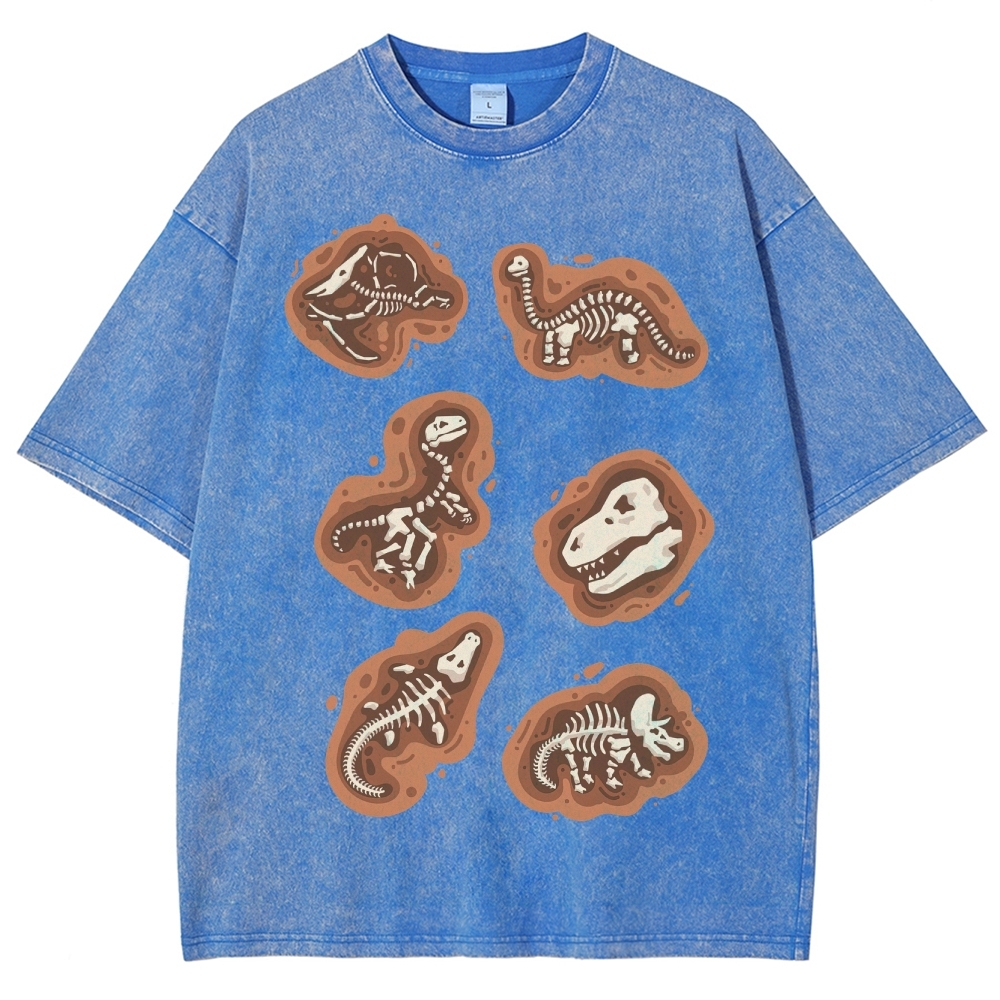 Dinosaur Fossil Excavation Washed T-Shirt
