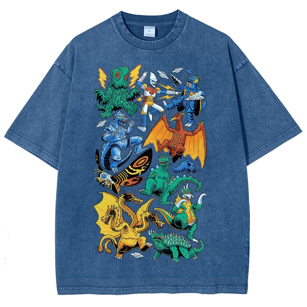 Kaiju & Hero Collage Washed T-Shirt
