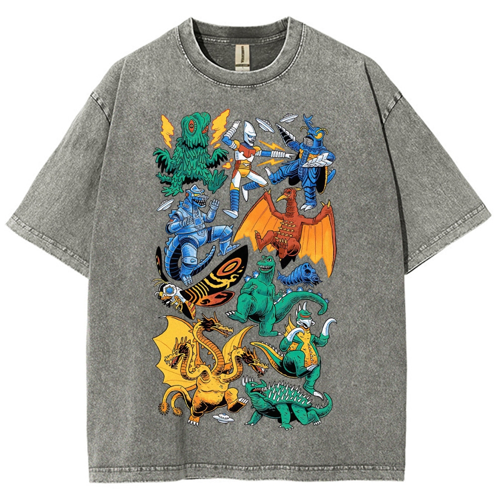 Kaiju & Hero Collage Washed T-Shirt