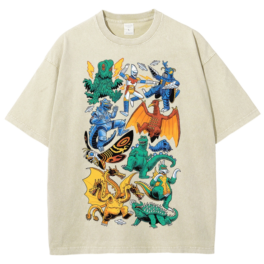 Kaiju & Hero Collage Washed T-Shirt