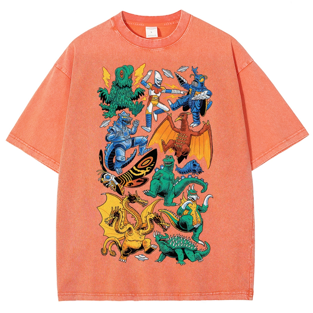 Kaiju & Hero Collage Washed T-Shirt