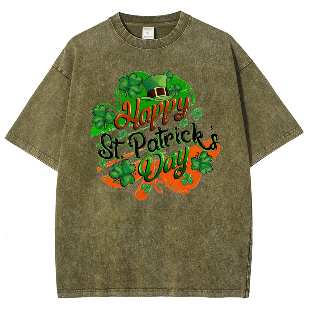 St. Patrick’s Day Shamrock Washed T-Shirt