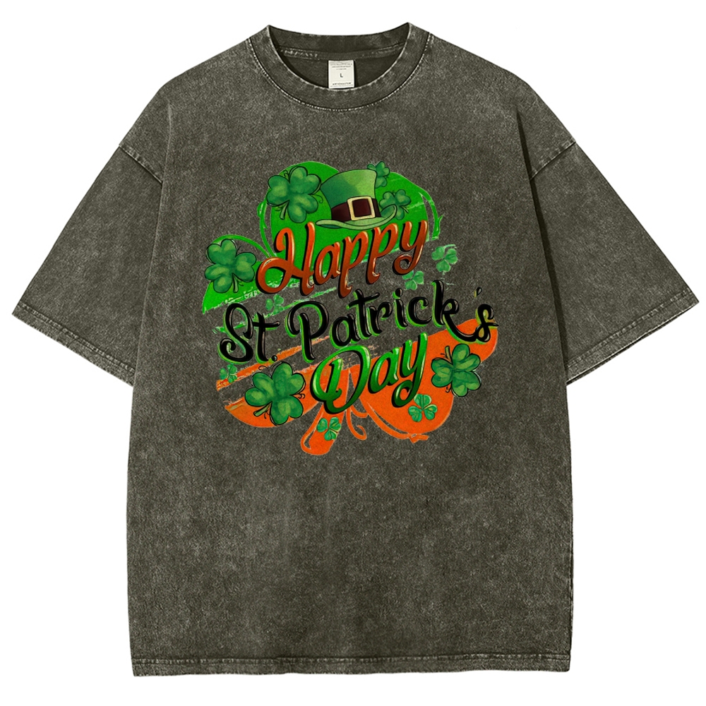 St. Patrick’s Day Shamrock Washed T-Shirt