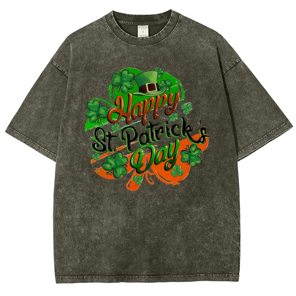 St. Patrick’s Day Shamrock Washed T-Shirt