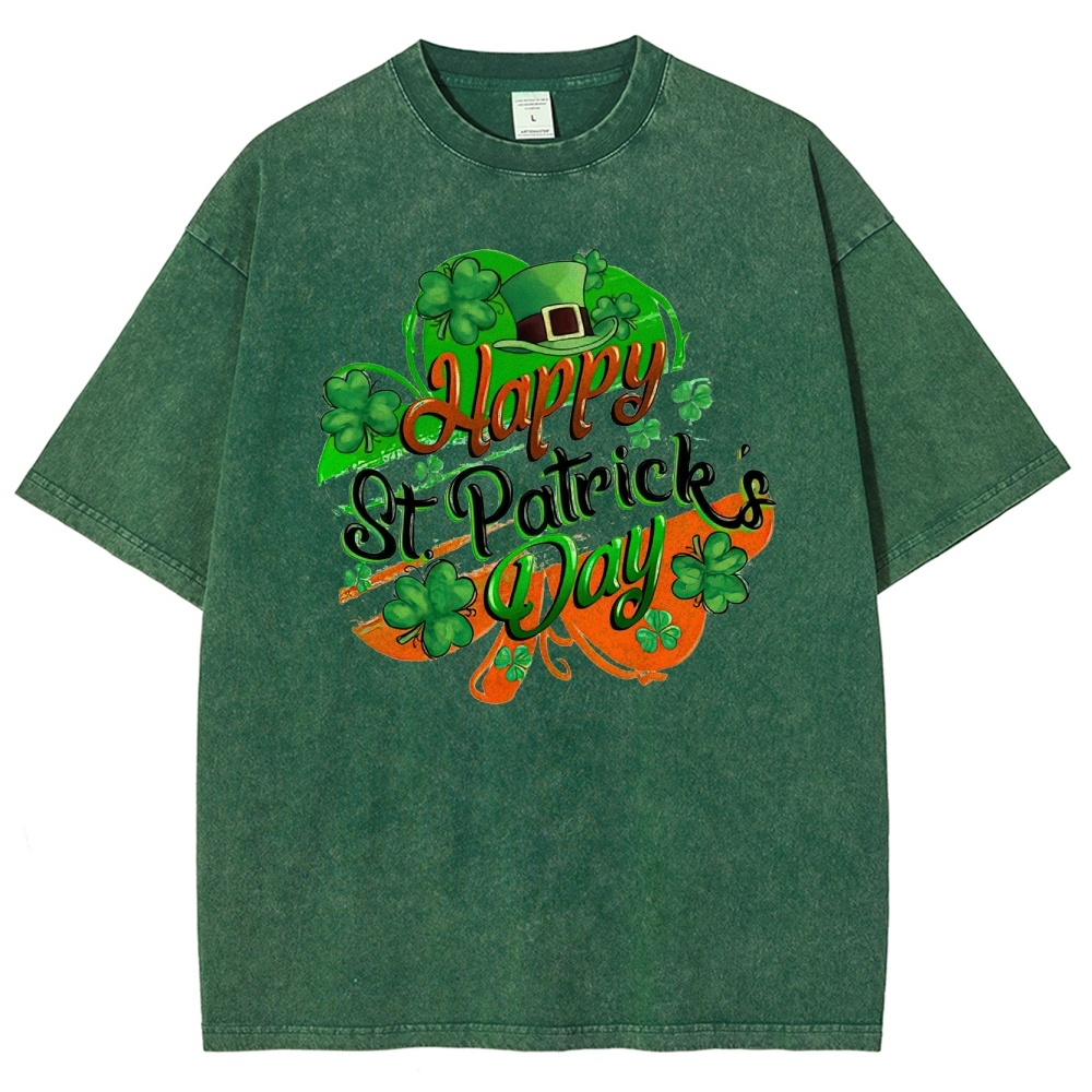 St. Patrick’s Day Shamrock Washed T-Shirt
