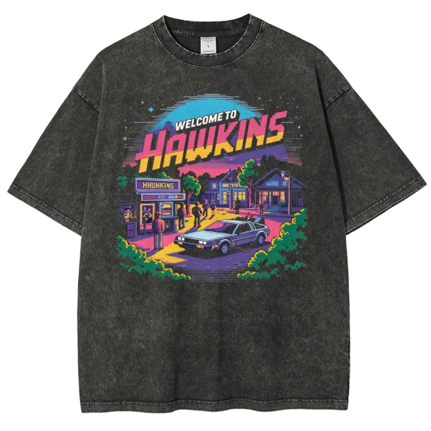 Welcome to Hawkins Pixel Art Washed T-Shirt