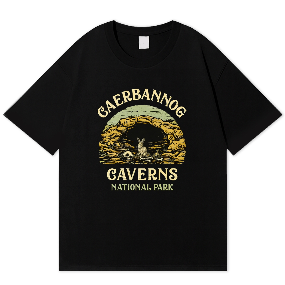 Caerbannog Caverns National Park Retro Fantasy Cotton T-shirt