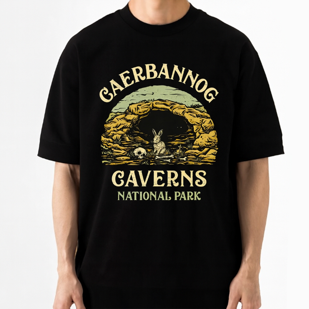 Caerbannog Caverns National Park Retro Fantasy Cotton T-shirt