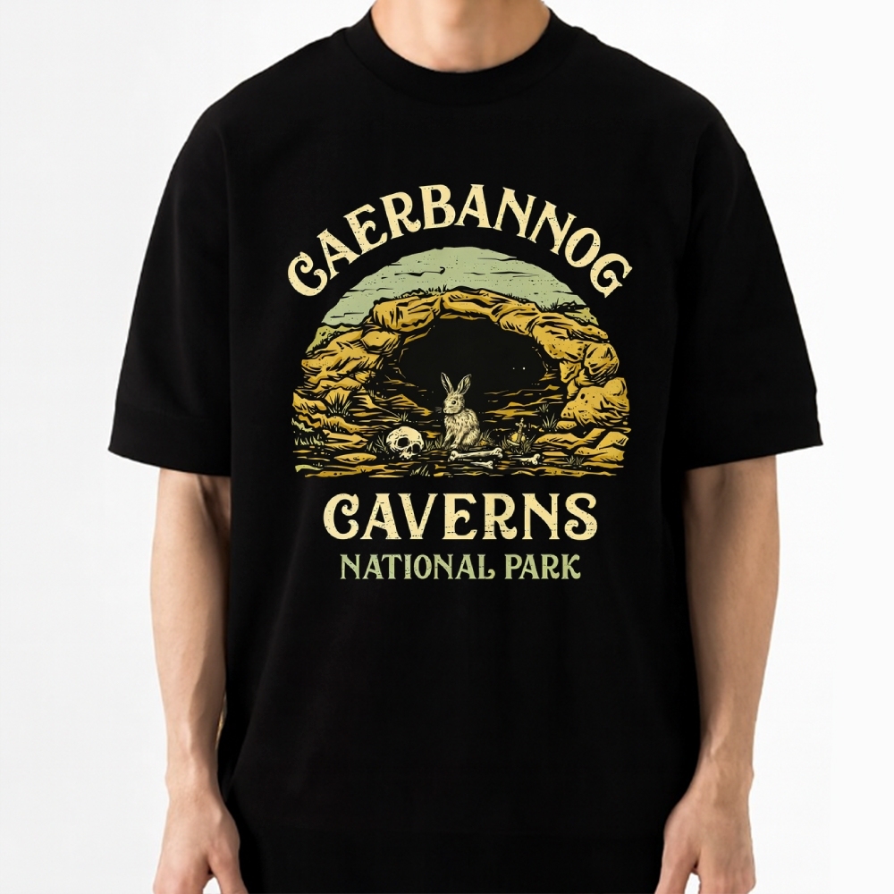 Caerbannog Caverns National Park Retro Fantasy Cotton T-shirt