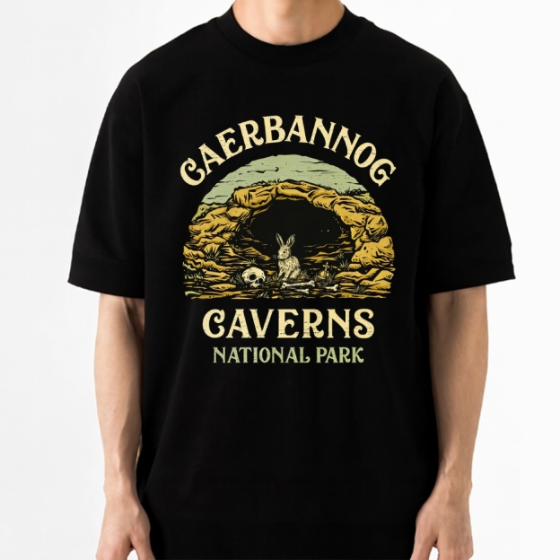 Caerbannog Caverns National Park Retro Fantasy Cotton T-shirt