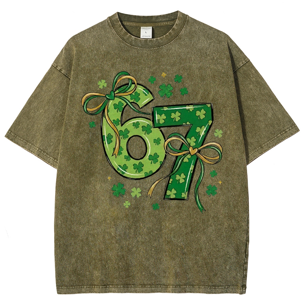 St. Patrick's Day 67 Shamrock Washed T-Shirt