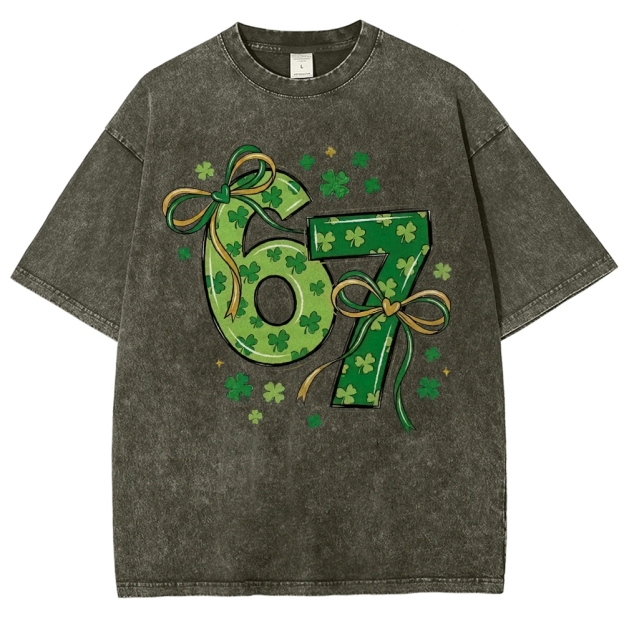 St. Patrick's Day 67 Shamrock Washed T-Shirt
