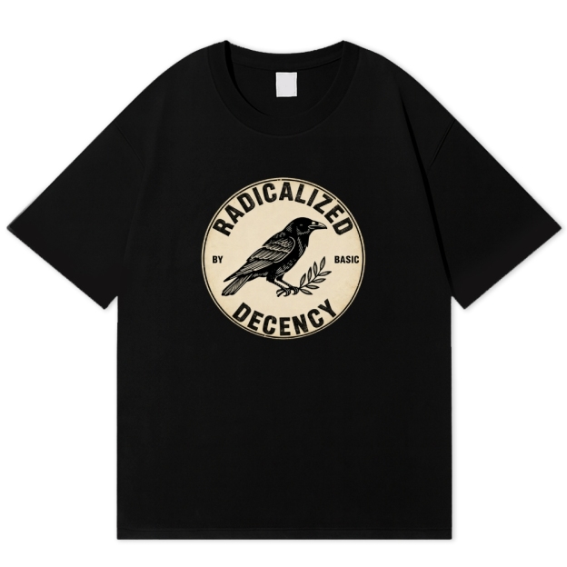 Raven Radicalized By Basic Decency Retro Art Cotton T-shirt