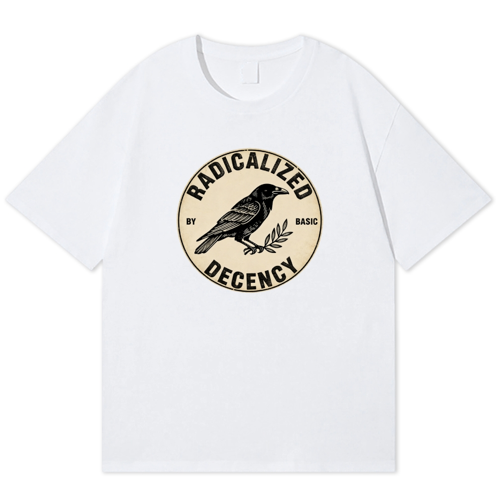 Raven Radicalized By Basic Decency Retro Art Cotton T-shirt