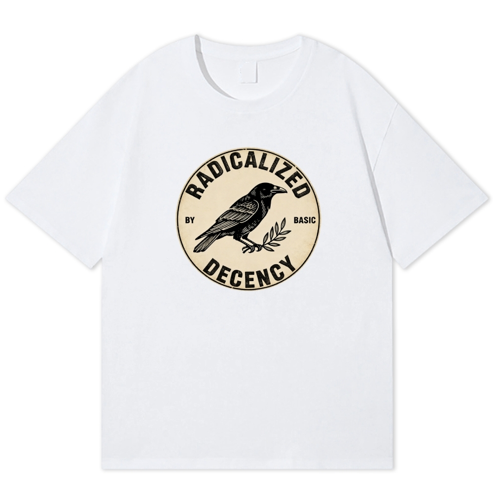 Raven Radicalized By Basic Decency Retro Art Cotton T-shirt