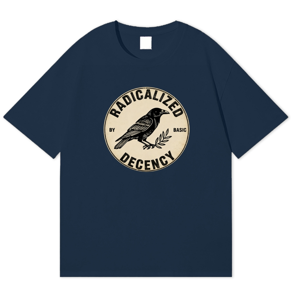 Raven Radicalized By Basic Decency Retro Art Cotton T-shirt