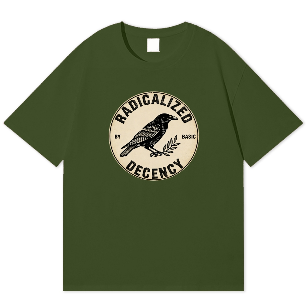 Raven Radicalized By Basic Decency Retro Art Cotton T-shirt