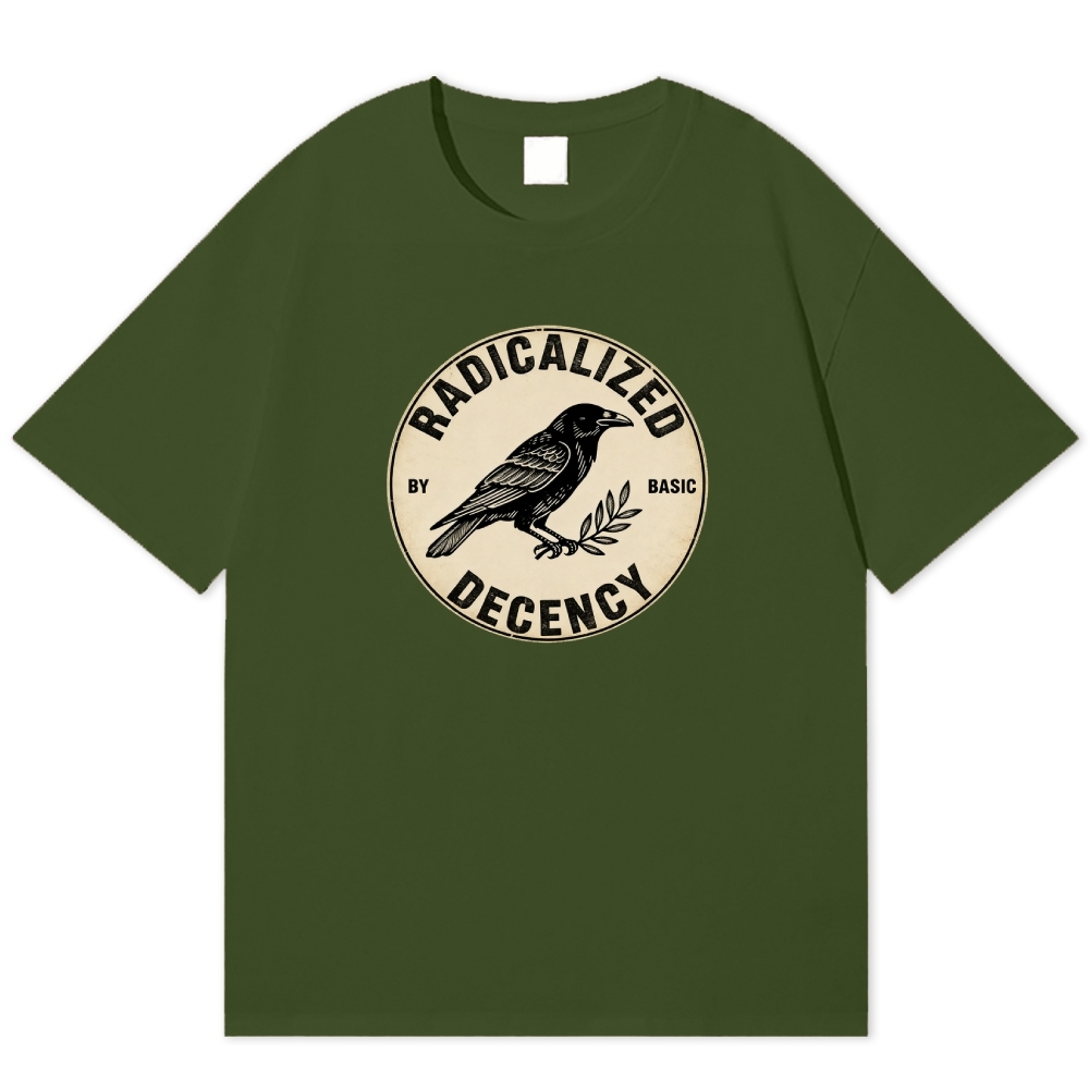 Raven Radicalized By Basic Decency Retro Art Cotton T-shirt