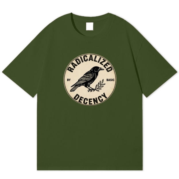 Raven Radicalized By Basic Decency Retro Art Cotton T-shirt