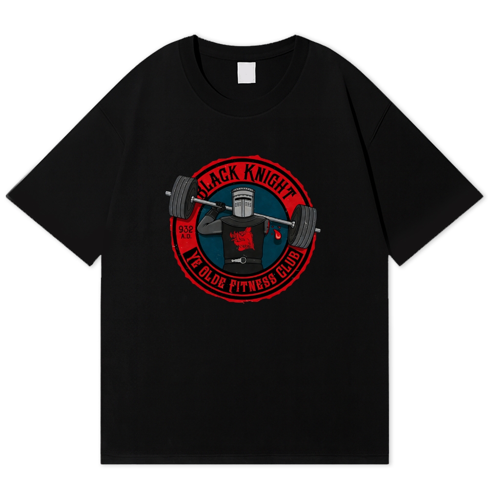 Black Knight Ye Olde Fitness Club Retro Parody Cotton T-shirt