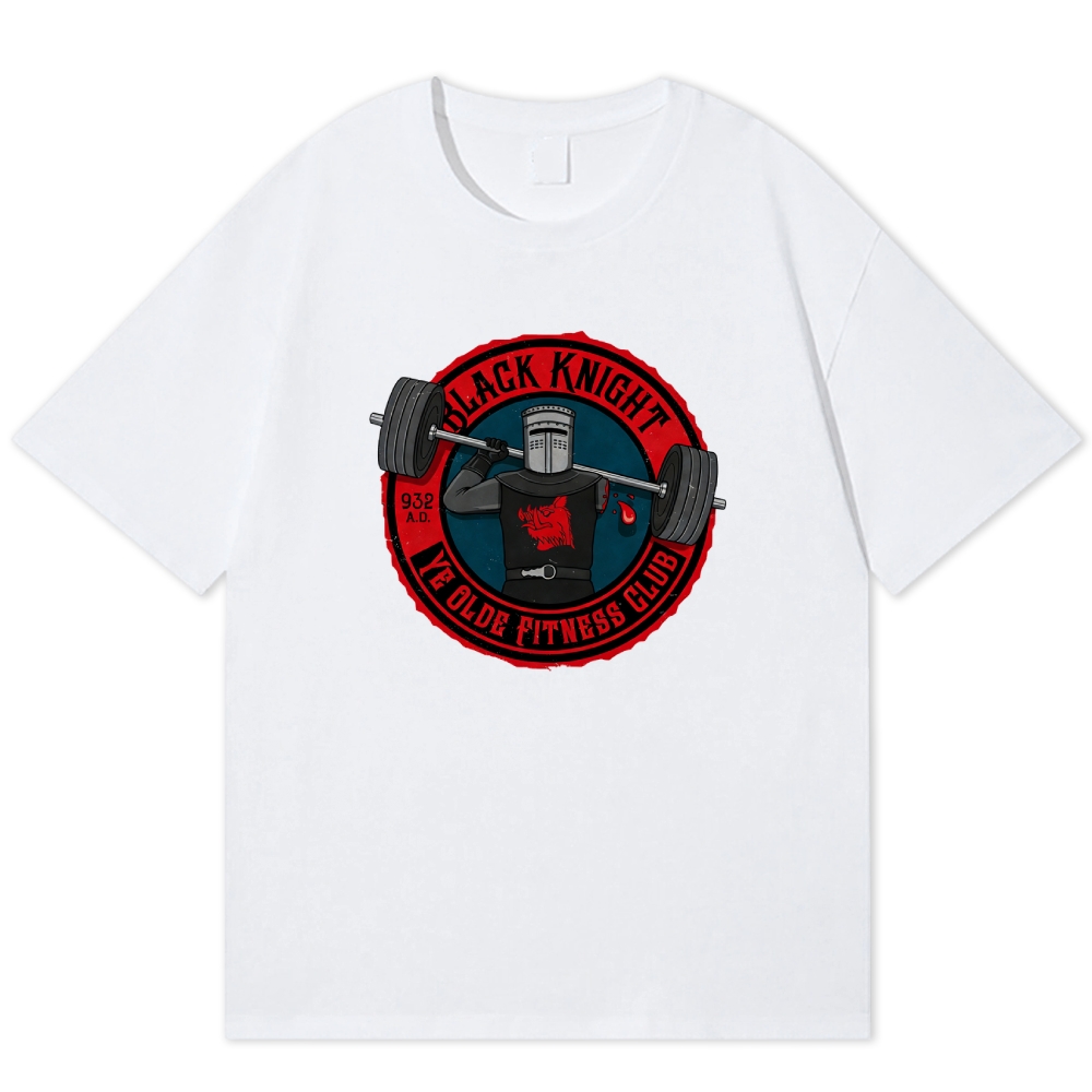 Black Knight Ye Olde Fitness Club Retro Parody Cotton T-shirt