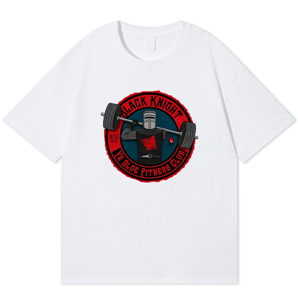 Black Knight Ye Olde Fitness Club Retro Parody Cotton T-shirt
