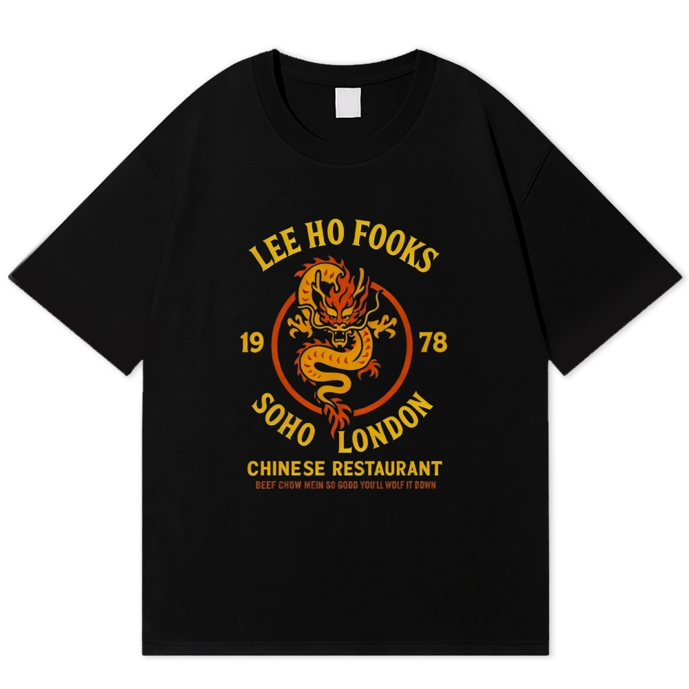 London Chinese Restaurant Dragon Retro Parody Cotton T-shirt