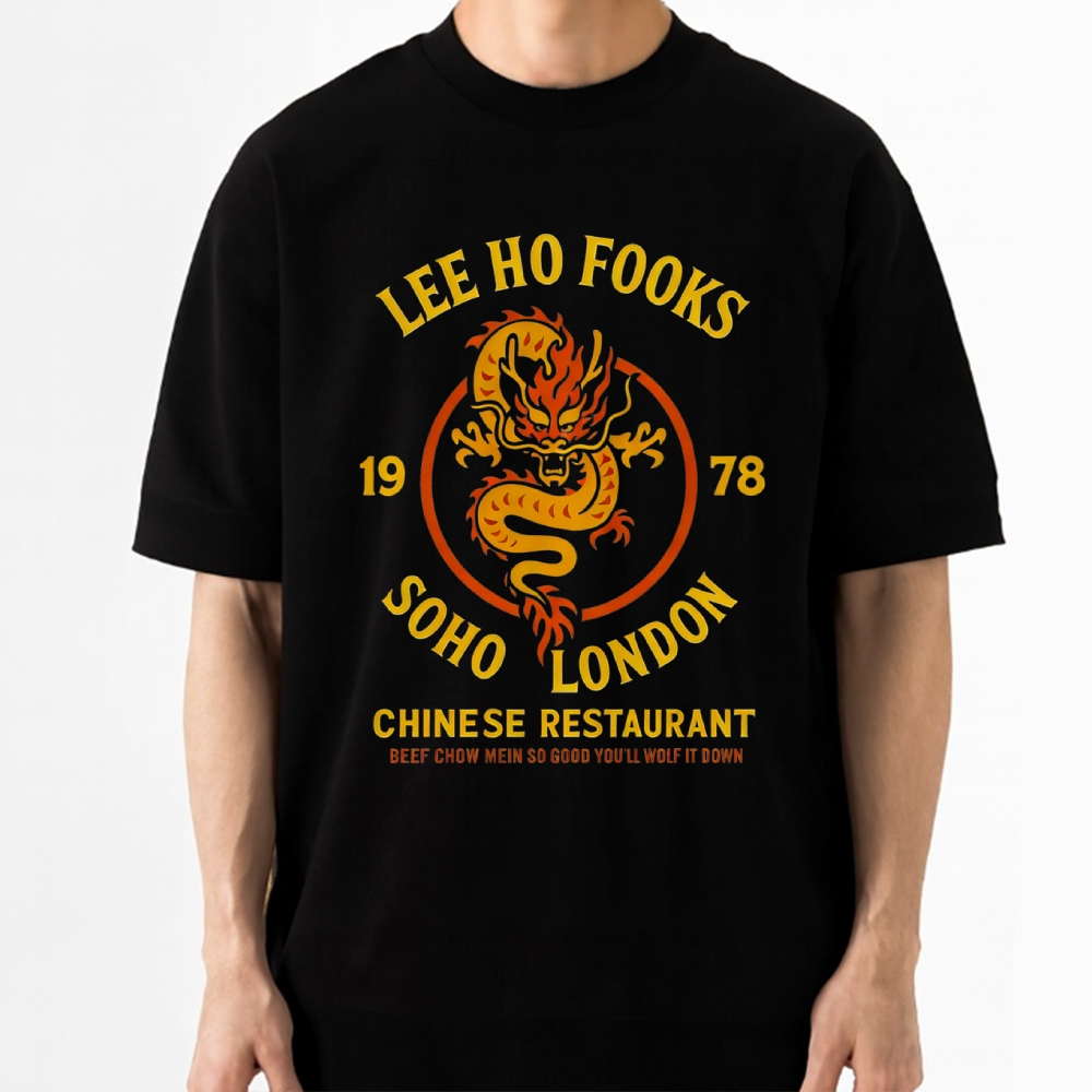 London Chinese Restaurant Dragon Retro Parody Cotton T-shirt