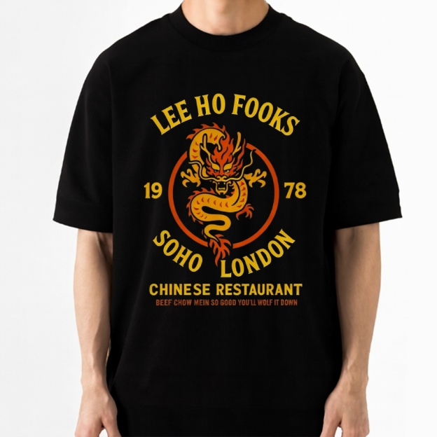 London Chinese Restaurant Dragon Retro Parody Cotton T-shirt