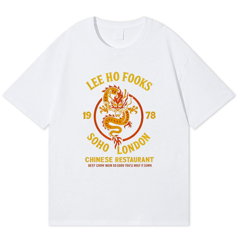 London Chinese Restaurant Dragon Retro Parody Cotton T-shirt