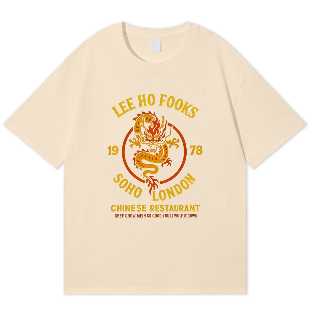 London Chinese Restaurant Dragon Retro Parody Cotton T-shirt