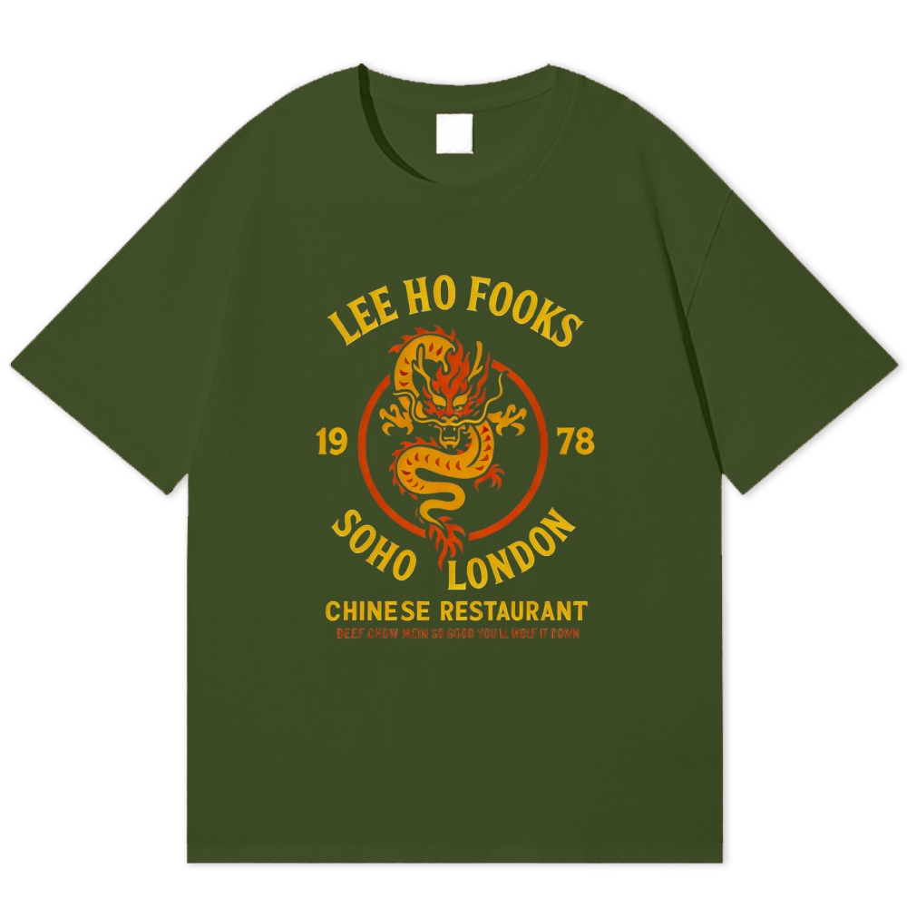 London Chinese Restaurant Dragon Retro Parody Cotton T-shirt