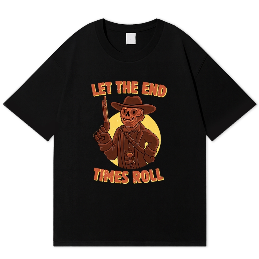 Skeleton Cowboy End Times Retro Western Cotton T-shirt