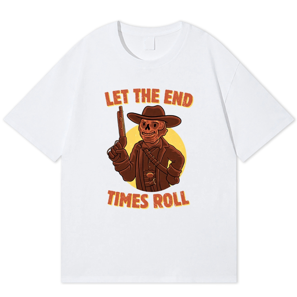 Skeleton Cowboy End Times Retro Western Cotton T-shirt