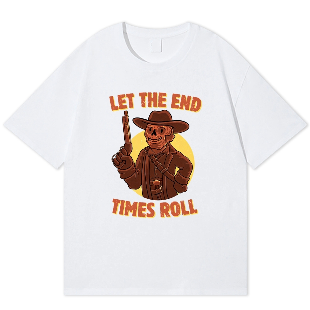 Skeleton Cowboy End Times Retro Western Cotton T-shirt