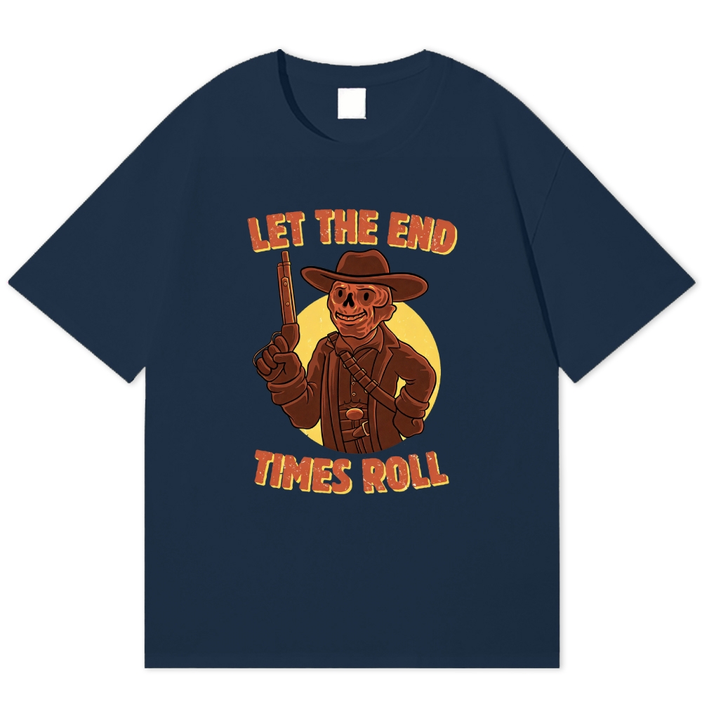 Skeleton Cowboy End Times Retro Western Cotton T-shirt