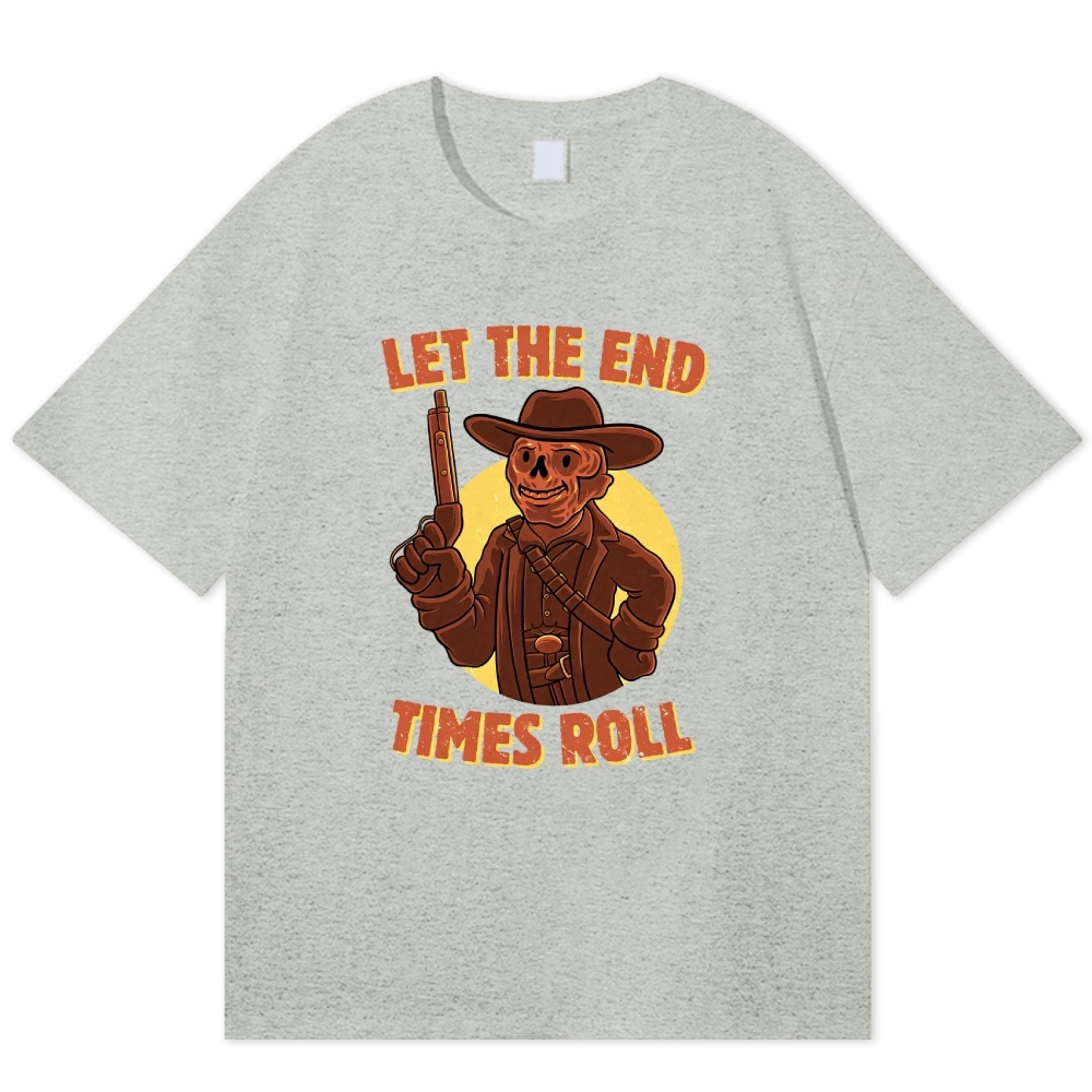 Skeleton Cowboy End Times Retro Western Cotton T-shirt