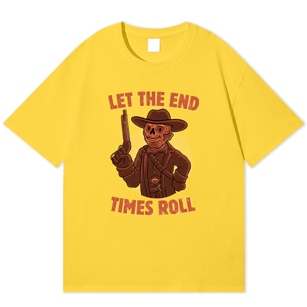 Skeleton Cowboy End Times Retro Western Cotton T-shirt