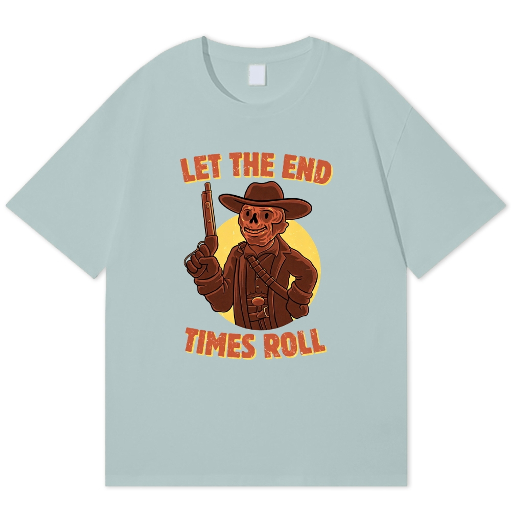 Skeleton Cowboy End Times Retro Western Cotton T-shirt
