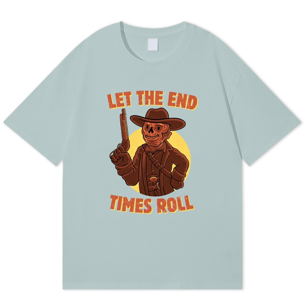 Skeleton Cowboy End Times Retro Western Cotton T-shirt