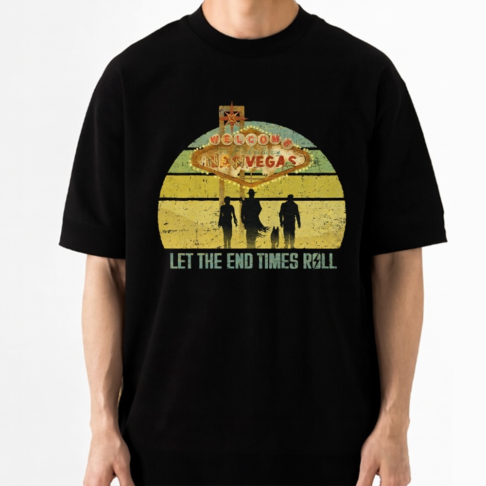 New Vegas Doomsday Sunset Retro Wasteland Cotton T-shirt
