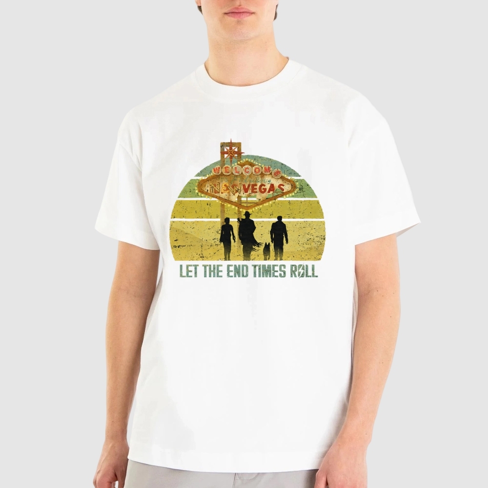 New Vegas Doomsday Sunset Retro Wasteland Cotton T-shirt