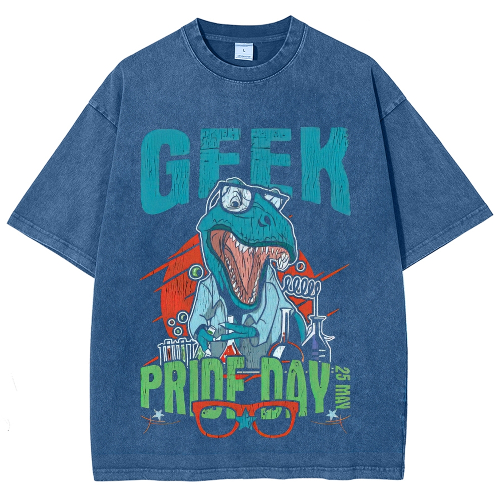Geek Pride Day Dino Scientist Washed T-Shirt