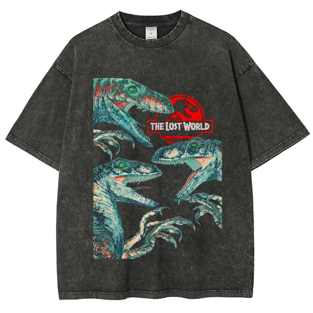 The Lost World Raptor Collage Washed T-Shirt