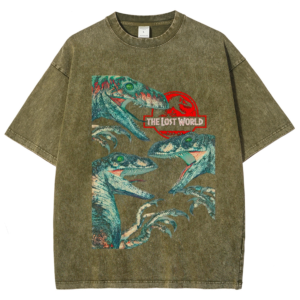 The Lost World Raptor Collage Washed T-Shirt
